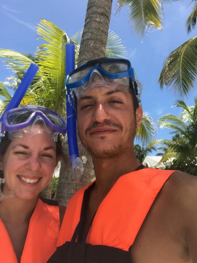 getting ready to go swimming with turtles