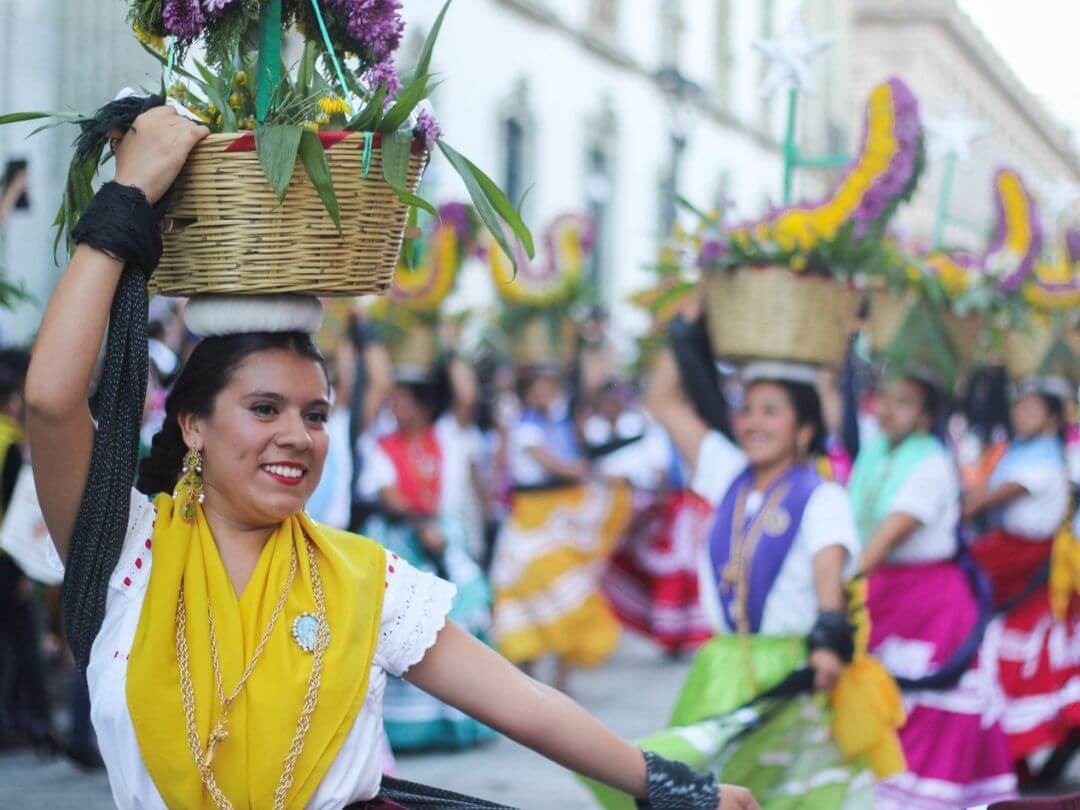 Dancers at the Guelaguetza festival, one of the oldest festivals in Mexico