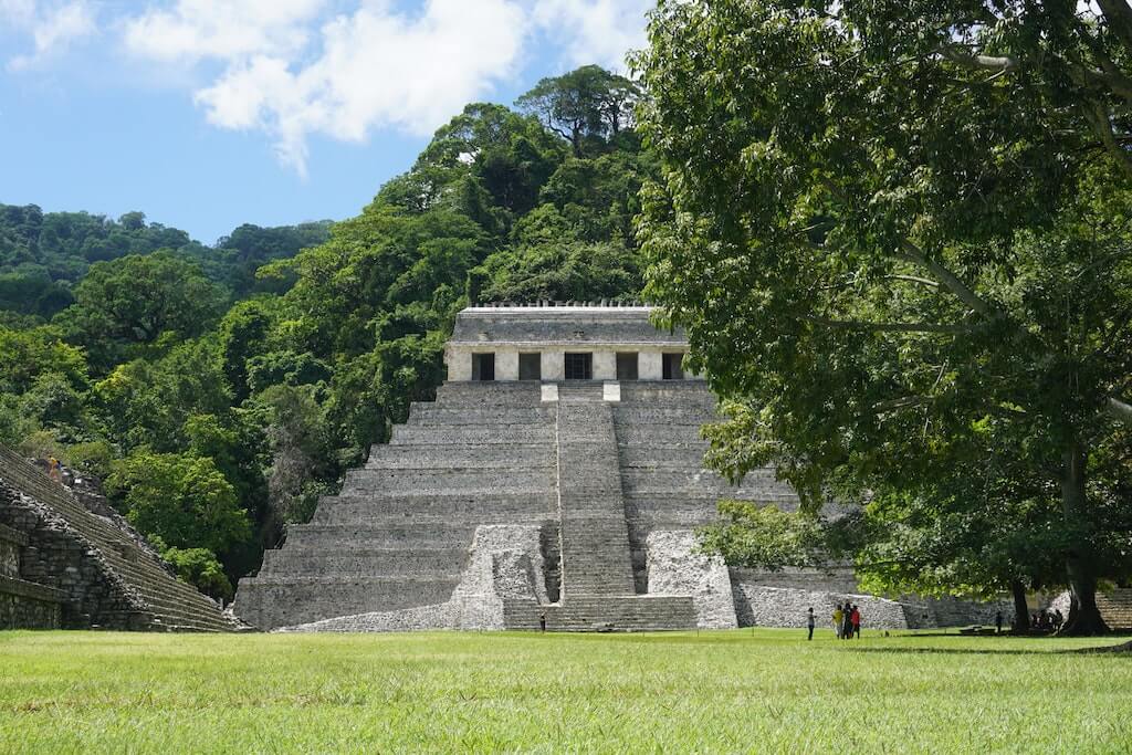 pyramid temple at Palenque ruins in Chiapas, Mexico