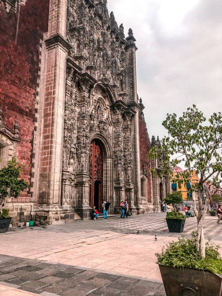 the front side of mexico city's metropolitan cathedral