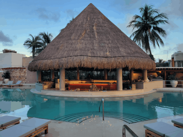 Almare all-inclusive resort pool and cabana which is an resort that canadians frequent